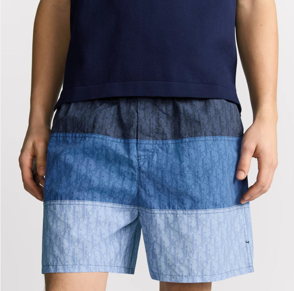 Dior 593B111A2021,Dior swim shorts,Dior blue swim shorts,Dior swim shorts 2025,Dior swim shorts three blue color,Dior monogra