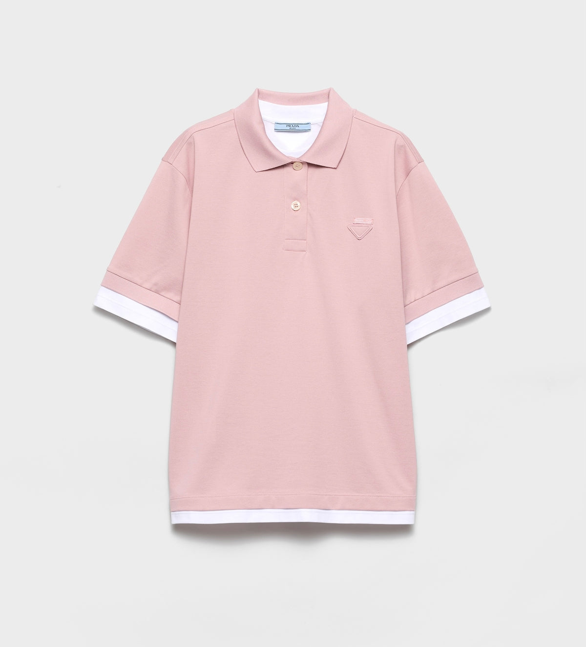 Prada 39586,Prada pique and jersey polo shirt,Prada polo shirt pink,Prada polo shirt light blue,Prada polo shirt sale,Prada p