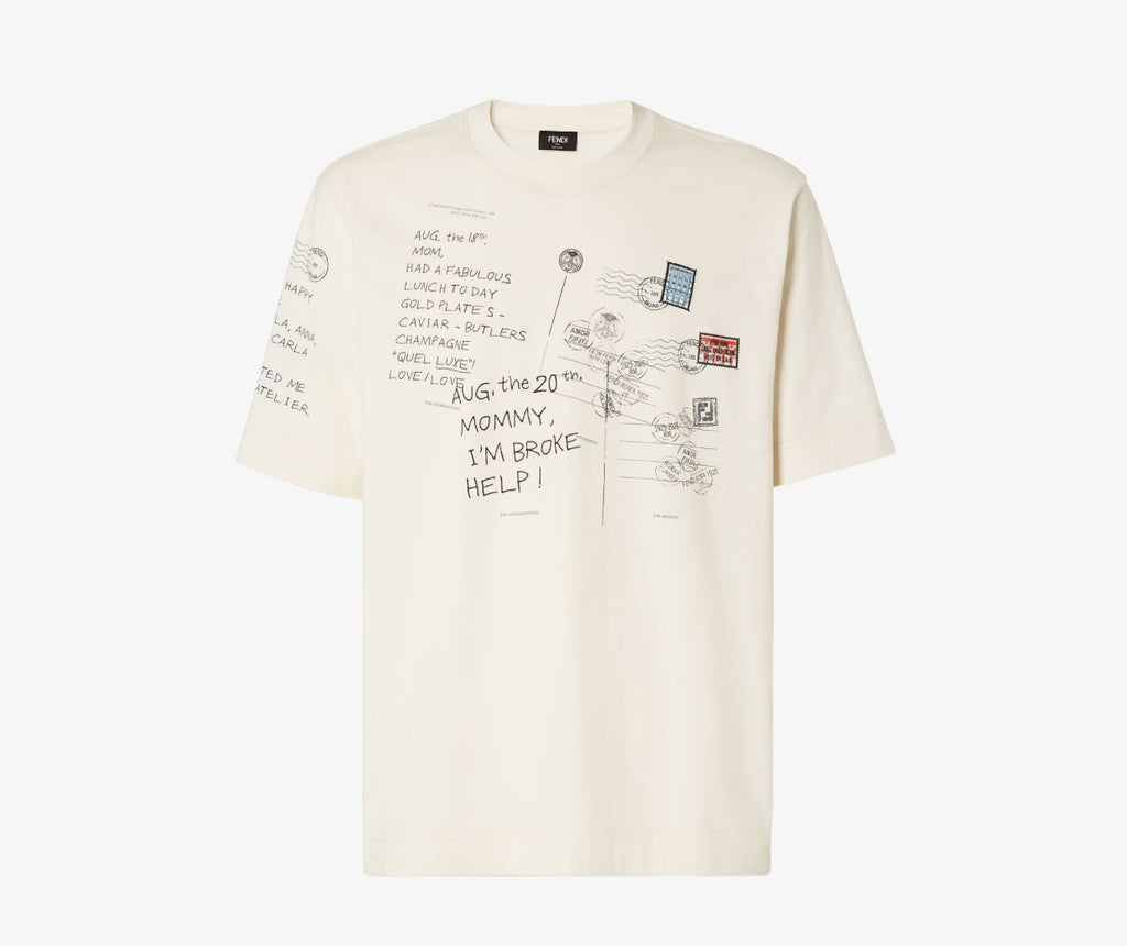 Fendi FY0936AV0GF1P2N,Fendi cotton T-shirt,Fendi postcards print t-shirt,Fendi postcards print tee,Fendi mens t-shirt,Fendi m