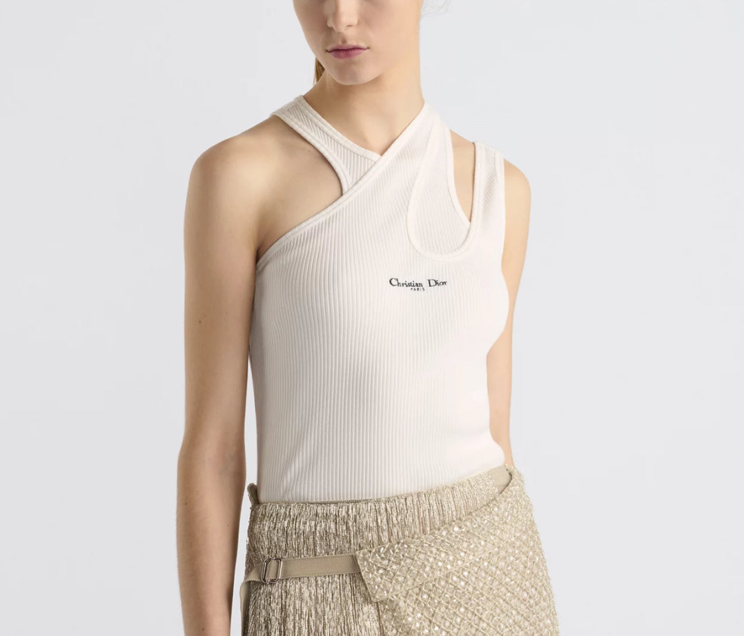 Dior 523T03A4086,Dior asymmetrical top,Dior asymmetrical vest,Dior asymmetrical vest white,Dior asymmetrical vest black,Dior