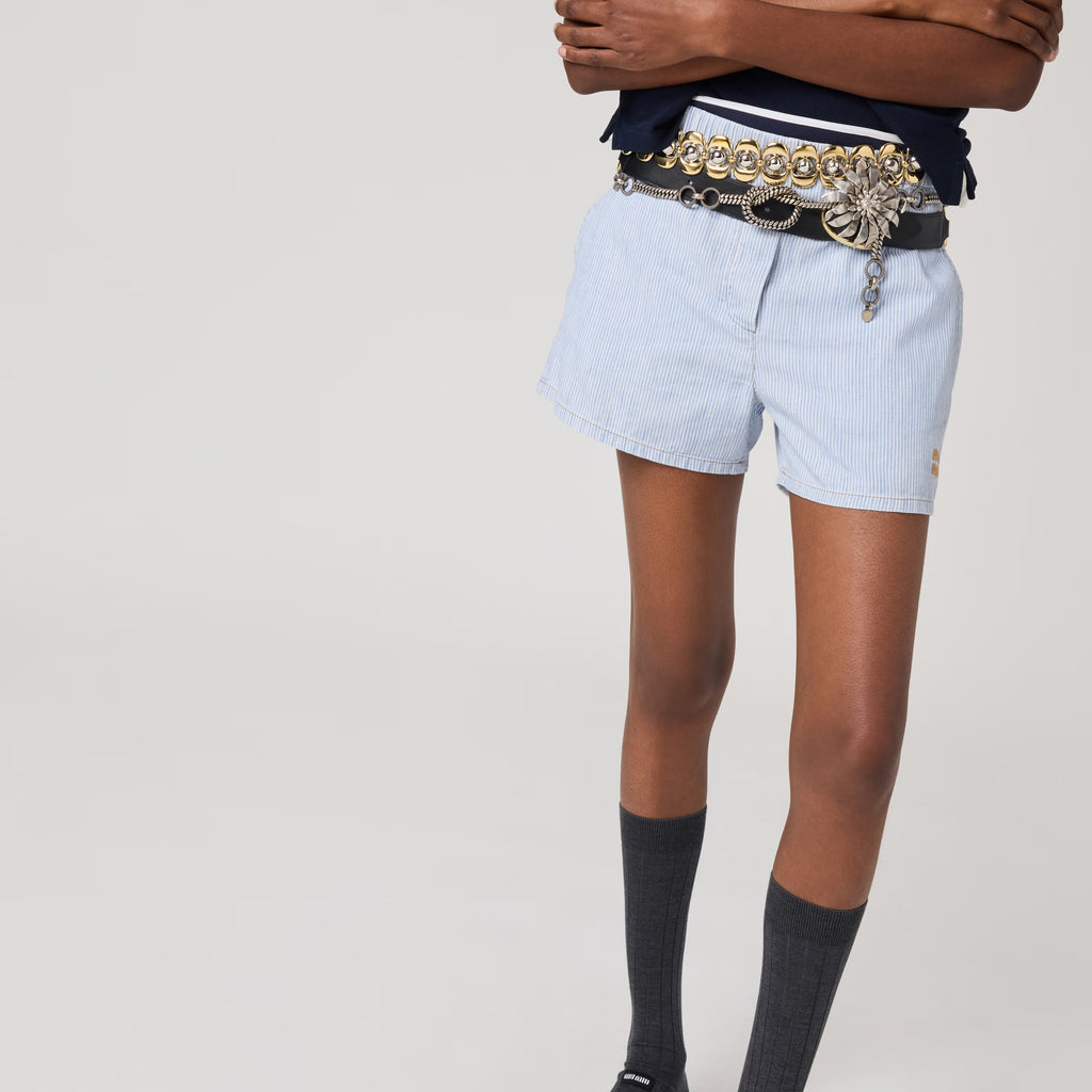 MIU MIU GWP52317NOF0013SOOO,Miu Miu striped Bermudas,Miu Miu striped shorts,MIU MIU shorts,MIU MIU shorts on sale,MIU MIU str