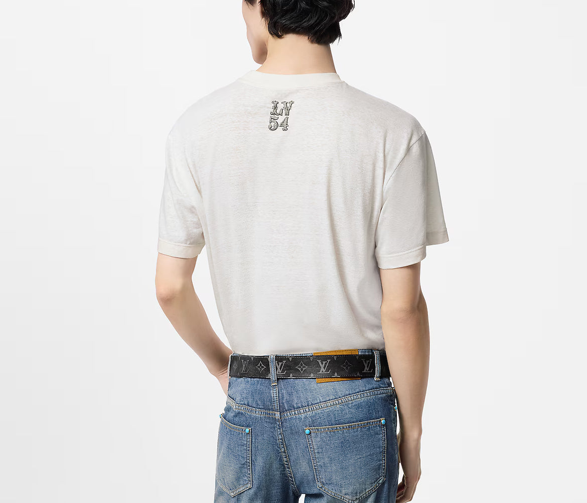 Louis Vuitton 1AFWUR,LV 1AFWUR,Louis Vuitton graphic cotton and linen blend T-shirt,LV graphic blend t-shirt,Louis Vuitton wh