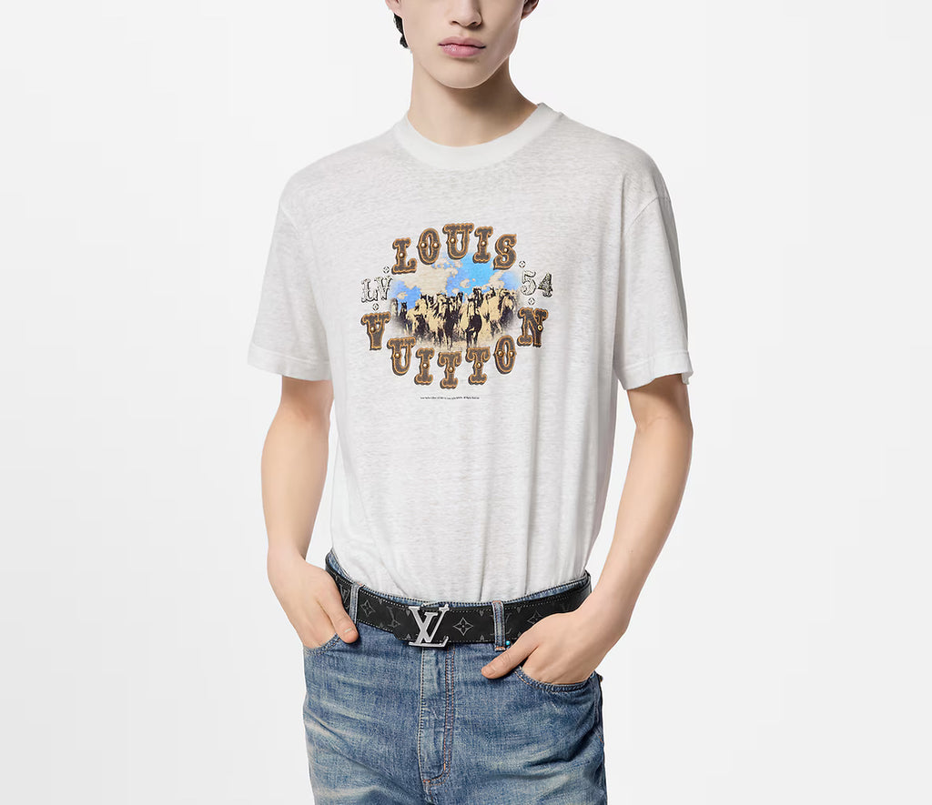 Louis Vuitton 1AFWUR,LV 1AFWUR,Louis Vuitton graphic cotton and linen blend T-shirt,LV graphic blend t-shirt,Louis Vuitton wh
