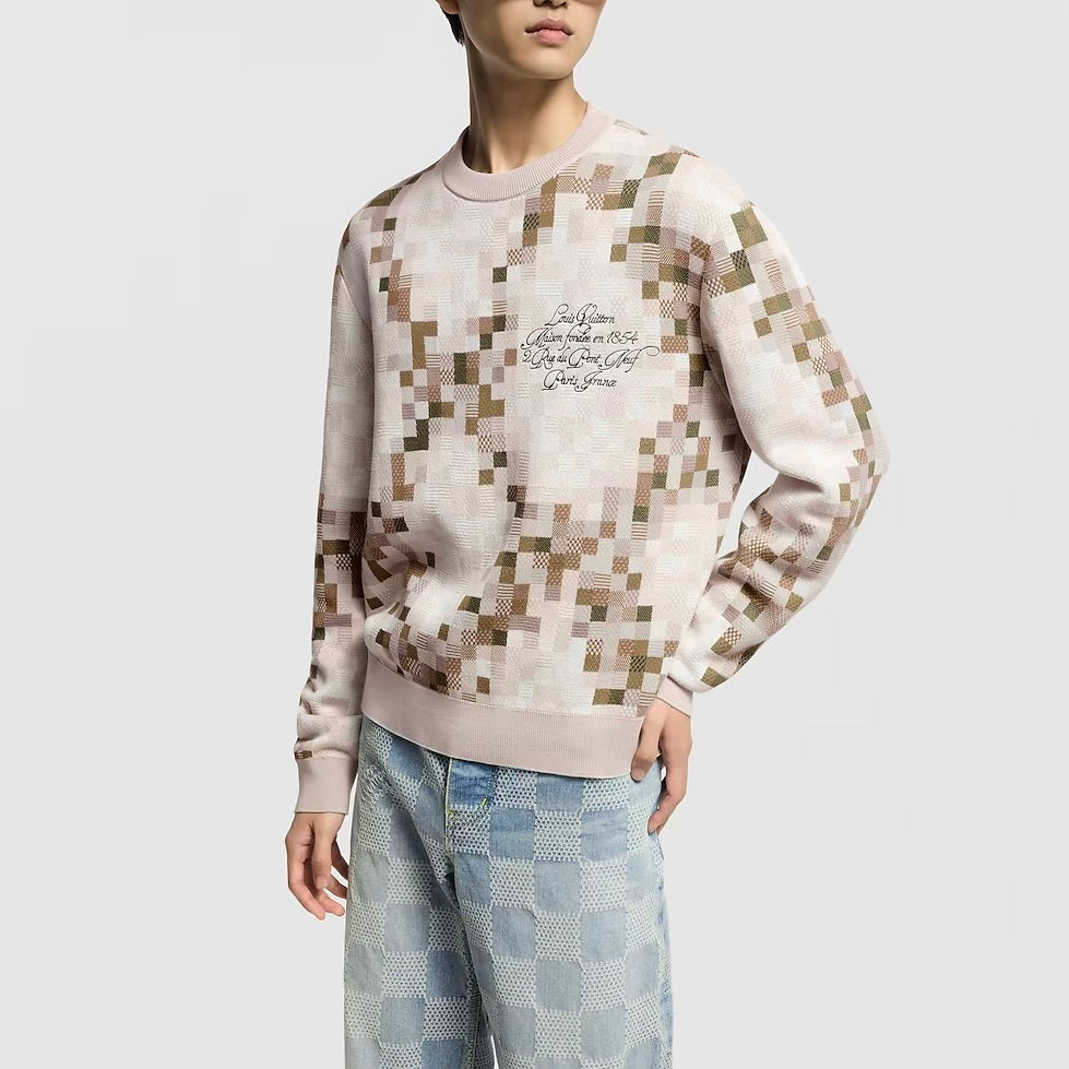 Lv 1AGKFH,Louis Vuitton 1AGKFH,Louis Vuitton graphic sweater,Lv graphic sweater,Lv checkered sweater mens,Lv graphic sweater