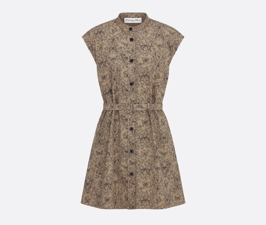 Dior 521R95A3A52,Dior short belted shirt dress,Dior shirt dress,Dior dress,Dior dress beige,Dior dress 2025,Dior dress on sal
