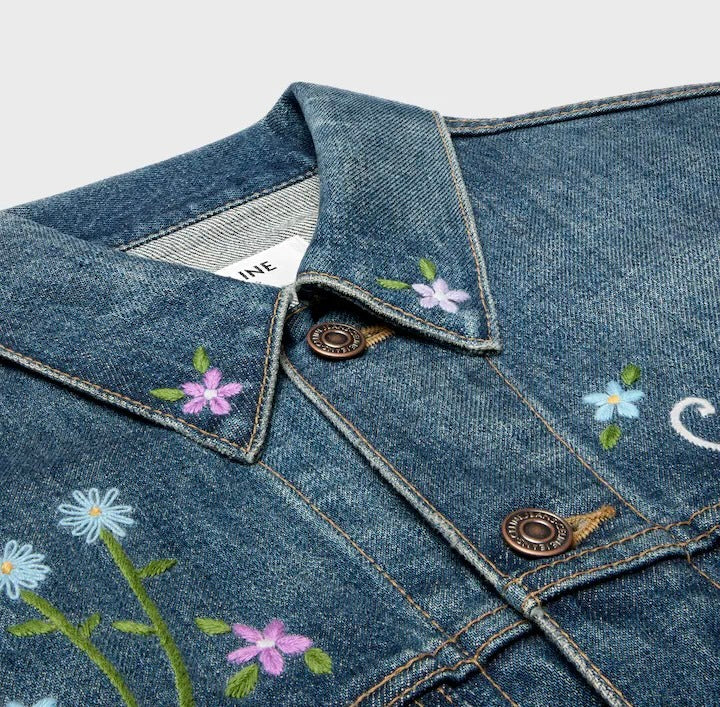 Winniemodo,Winniemodony,Celine RV0QQ930F.07,Celine embroidered denim jacket,Celine denim jacket,Celine denim jacket women,Cel