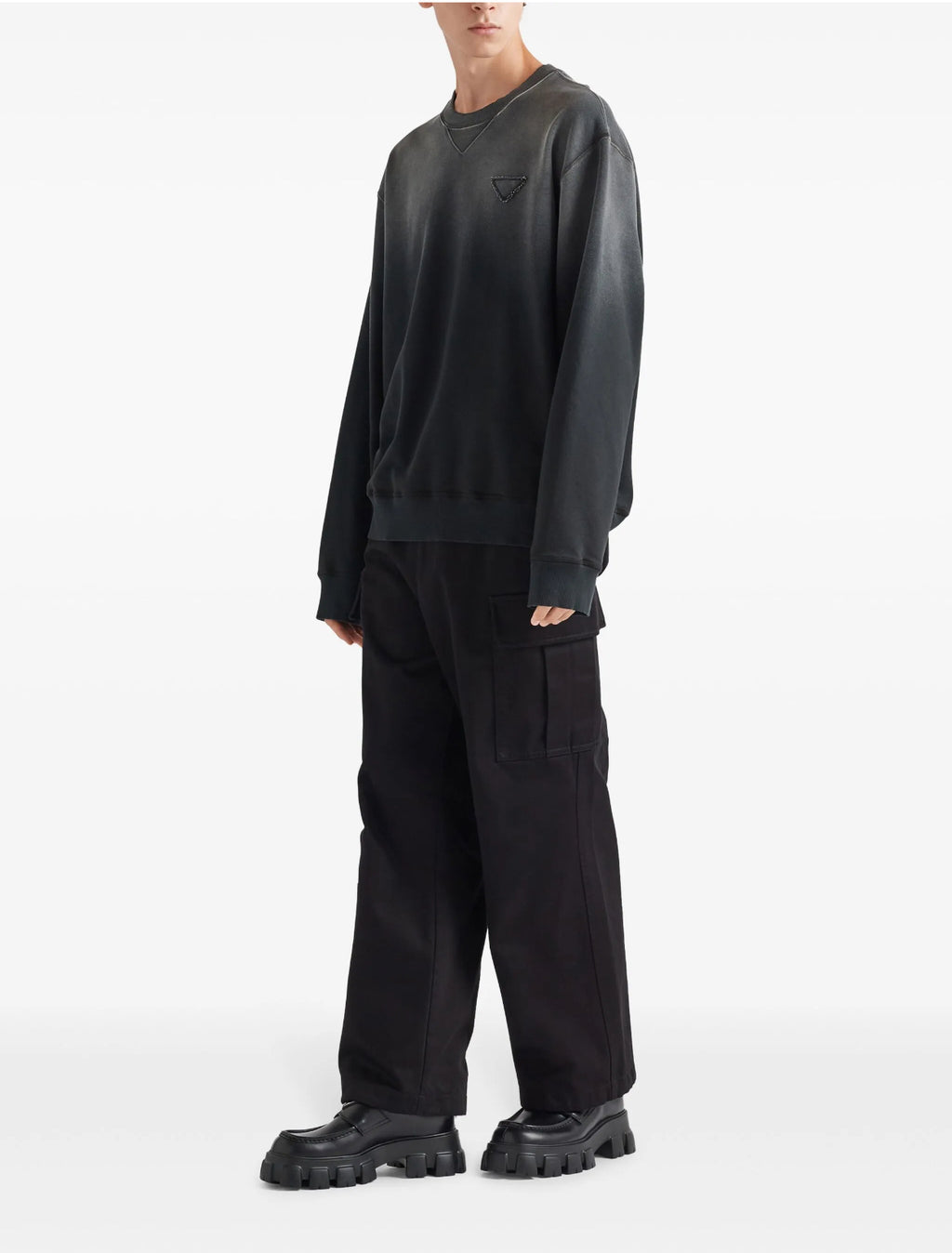 Prada UJL26AS23213BG,Prada sweater dyed,Prada oversized dyed sweater,Prada oversized sweatshirt black,Prada sweater men black