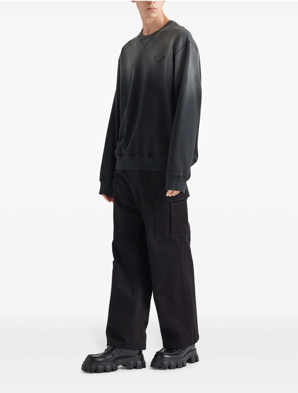 Prada UJL26AS23213BG,Prada sweater dyed,Prada oversized dyed sweater,Prada oversized sweatshirt black,Prada sweater men black