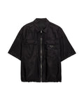 Prada SC758SOOO1WQ9,Prada re-nylon black shirt,Prada re-nylon men black shirt,Prada short sleeve shirt,Prada black shirt,Prad
