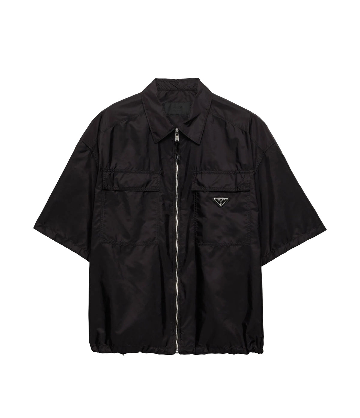 Prada SC758SOOO1WQ9,Prada re-nylon black shirt,Prada re-nylon men black shirt,Prada short sleeve shirt,Prada black shirt,Prad