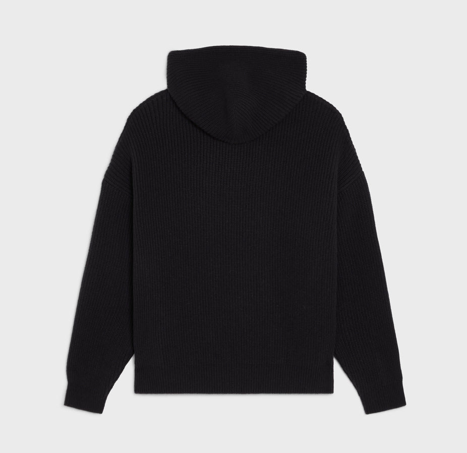 celine 2A10X666Q.38NO,Celine embroidered hooded sweater in ribbed wool,Celine hoodie on sale,Celine hoodie discount,Celine ho