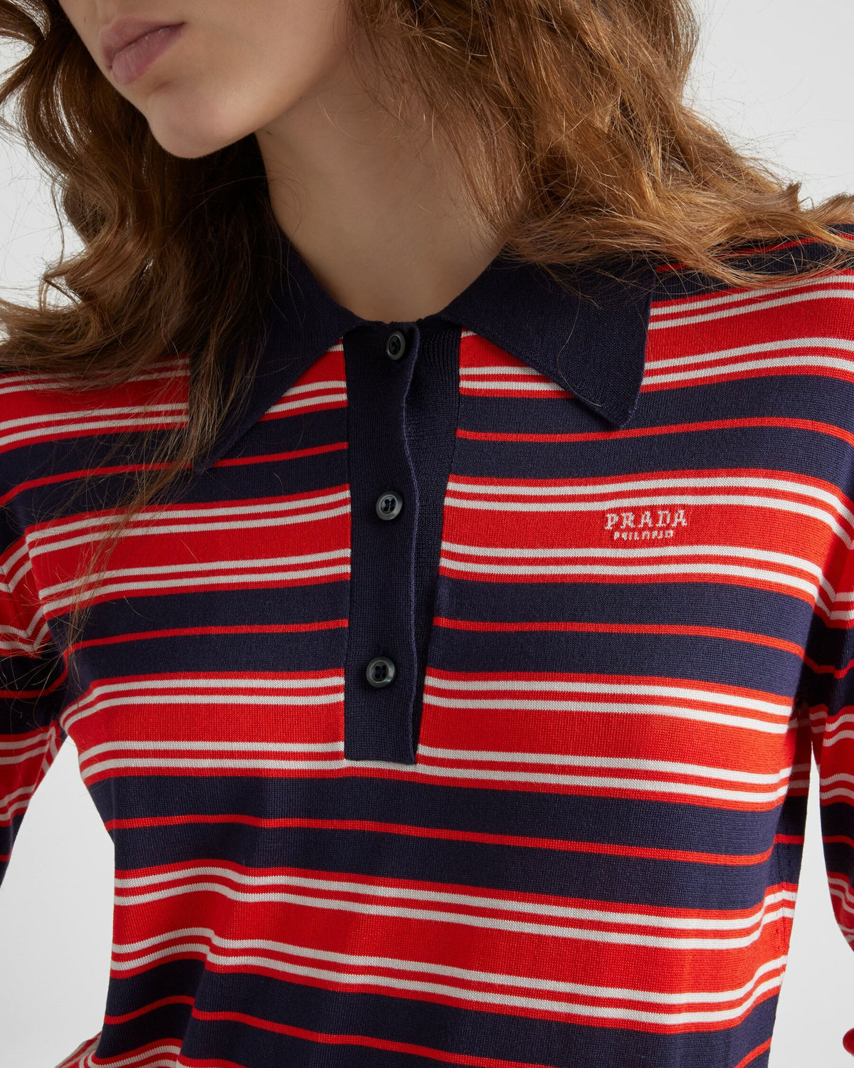 Prada P24P2DSOOO16VJ,Prada striped polo shirt,Prada striped red polo shirt,Prada striped womens polo shirt,Prada womens polo