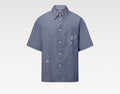Louis Vuitton 1AHVVV,LV 1AHVVV,Louis Vuitton embroidered short sleeved shirt,LV denim short sleeved shirt,Louis Vuitton denim