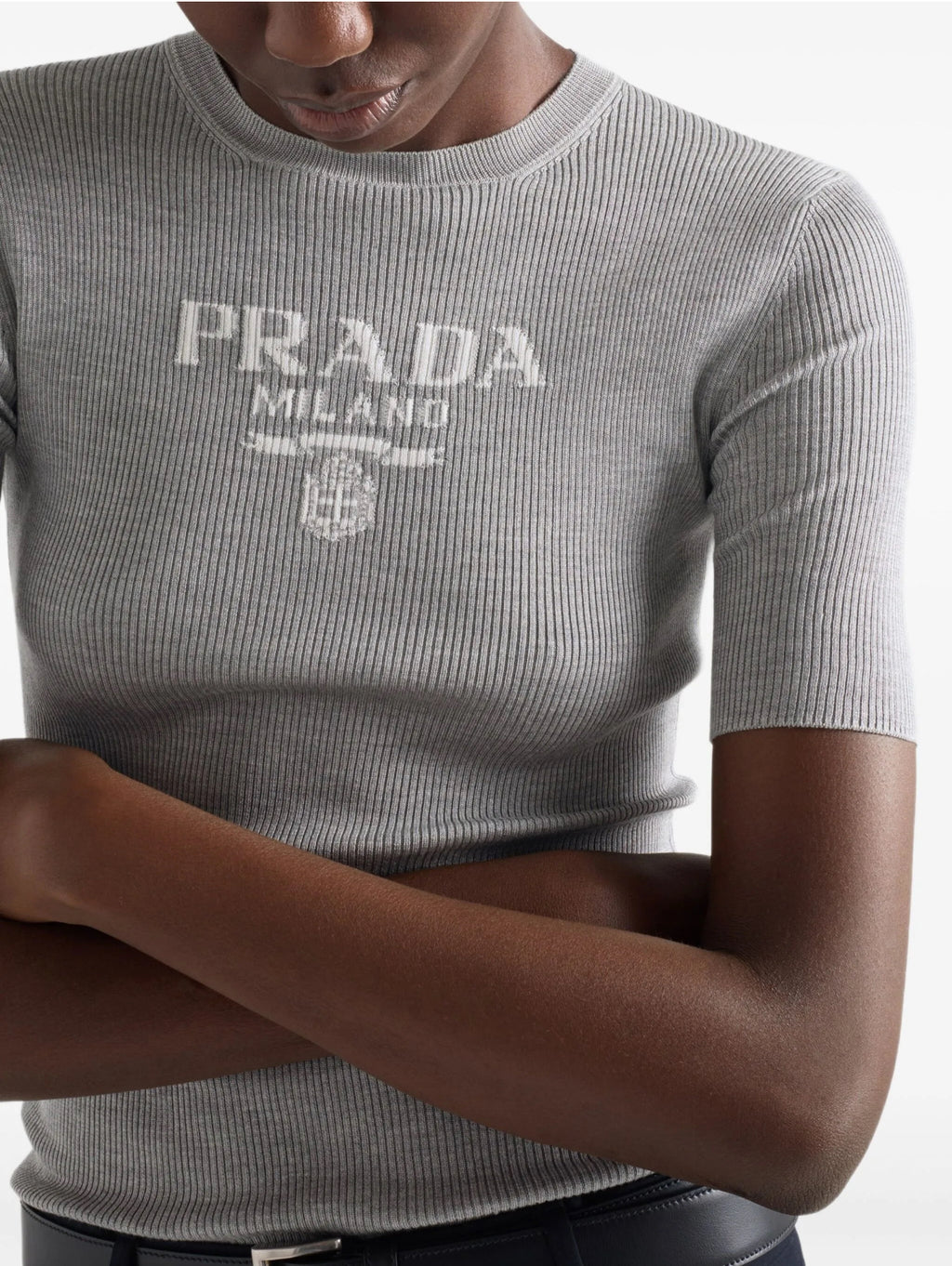 Winniemodo,Winniemodony,Prada top discount,Prada P24TIF,Prada knit top women,Prada knitwear sale,Prada top grey,Buy Prada wom