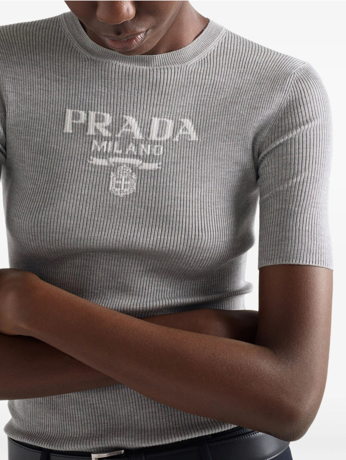 Winniemodo,Winniemodony,Prada top discount,Prada P24TIF,Prada knit top women,Prada knitwear sale,Prada top grey,Buy Prada wom
