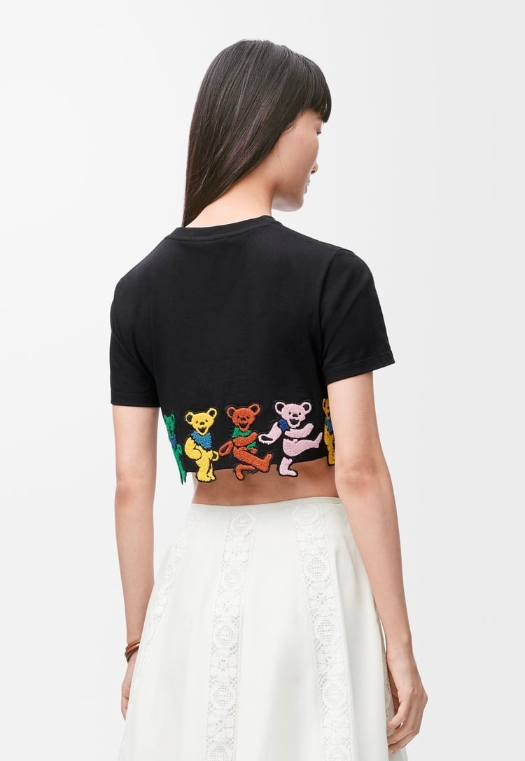 Loewe S616Y22X82,Loewe cropped T-shirt black,Loewe teddy bear black t-shirt,Loewe dancing Bear black t-shirt,Loewe teddy bear