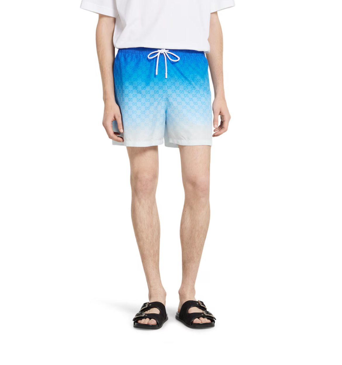 Gucci 833301 XHAKS,Gucci GG printed swim shorts,Gucci blue gradient monogram swim shorts,Gucci blue swim shorts,Gucci swim sh