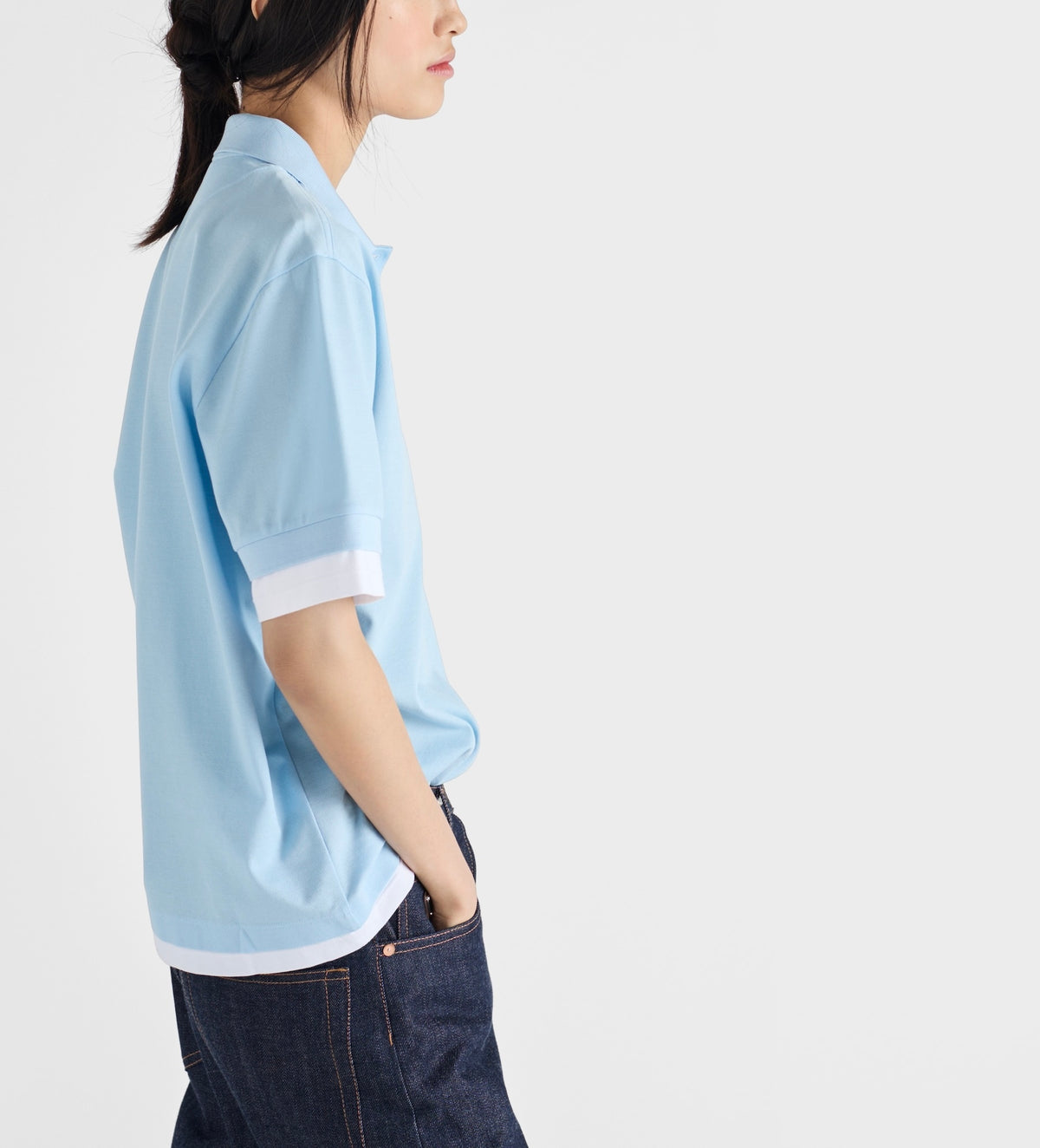 Prada 39586,Prada pique and jersey polo shirt,Prada polo shirt pink,Prada polo shirt light blue,Prada polo shirt sale,Prada p