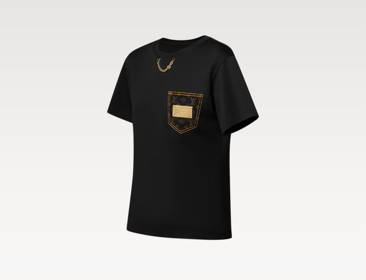 Louis Vuitton 1AIB29,LV 1AIB29, Louis Vuitton signature pocket T-shirt, LV pocket T-shirt, LV pocket black T-shirt, LV pocket