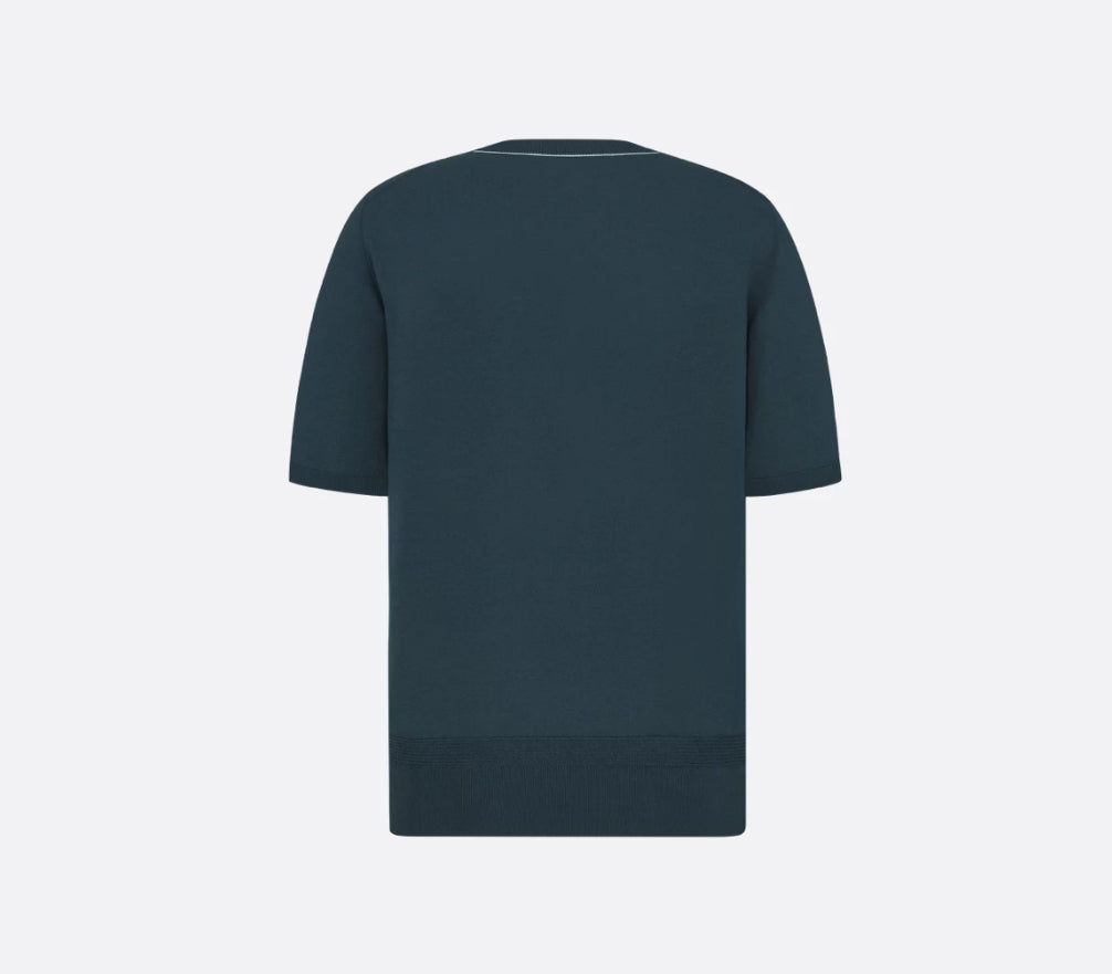 Dior 593M604A6001,Dior CD logo short sleeved sweater,Dior short sleeved sweater,Dior short sleeved blue sweater mens,Dior kni