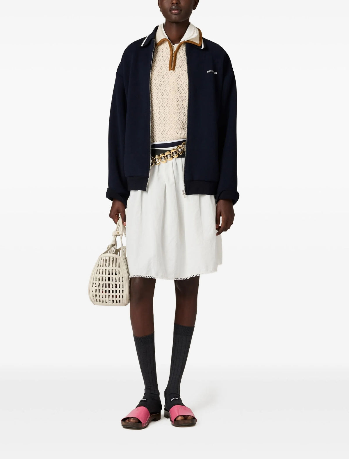 Winniemodo,Winnie modo,MIU MIU ML12581756,MIU MIU jacket,MIU MIU zip up jacket,MIU MIU jacket sale,MIU MIU jacket blue,MIU MI