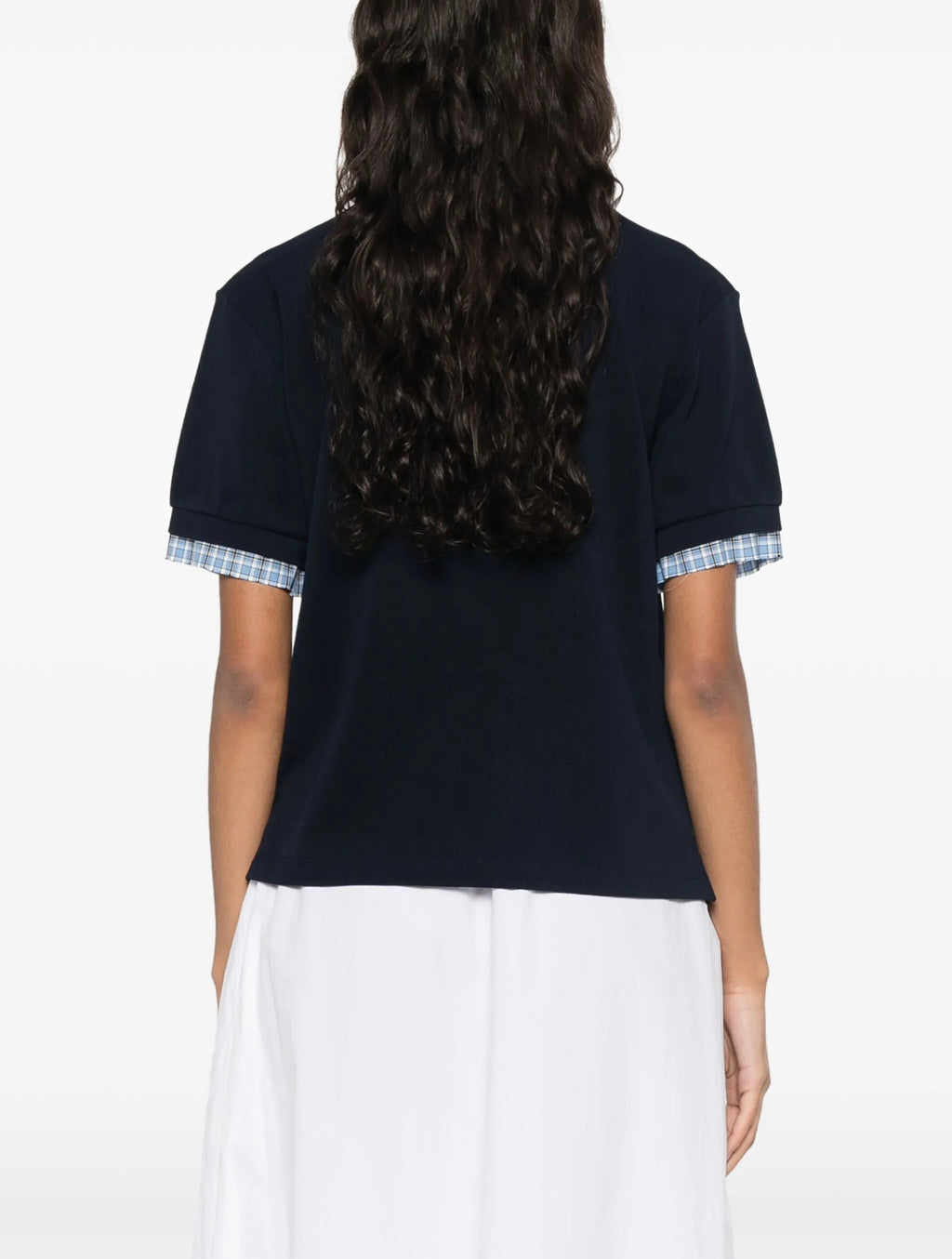 MIU MIU MJN555SOOO15WD,Miu Miu layered polo shirt,Miu Miu layered navy polo shirt,Miu Miu navy polo shirt,Miu Miu polo shirt