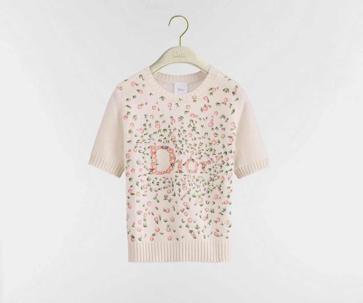 Winniemodo,Winniemodony,Dior 624S65A0F05,Dior short sleeved sweater white,Dior clothes sale,Dior sweater sale,Dior knitwear s