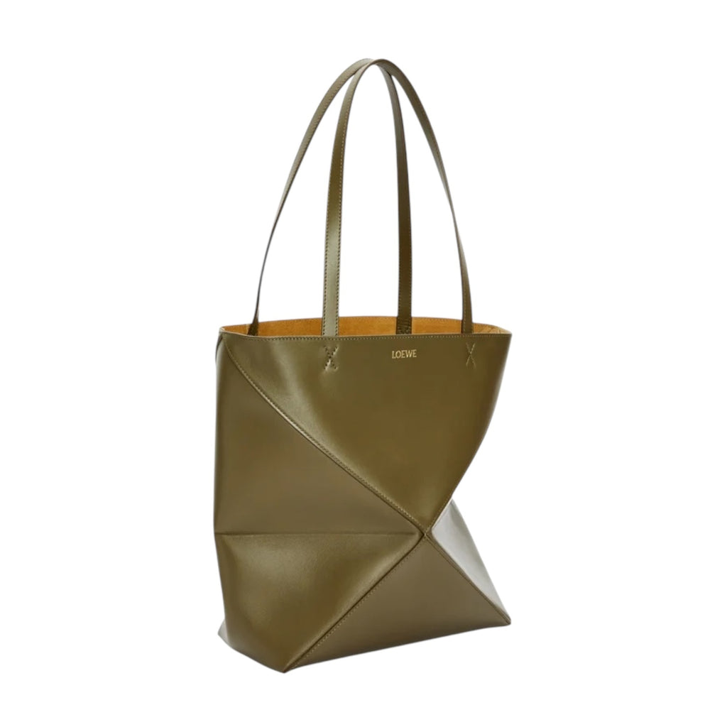 Loewe IDA657G50X01,Loewe Medium Puzzle Fold tote in shiny calfskin,Loewe puzzle fold tote bag,Loewe puzzle tote bag,Loewe gre