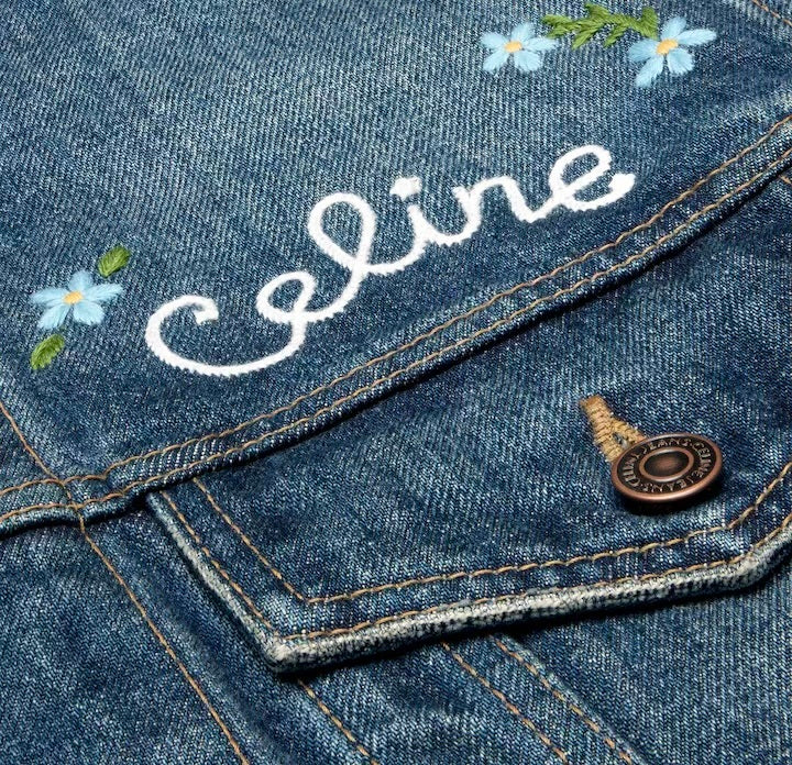 Winniemodo,Winniemodony,Celine RV0QQ930F.07,Celine embroidered denim jacket,Celine denim jacket,Celine denim jacket women,Cel