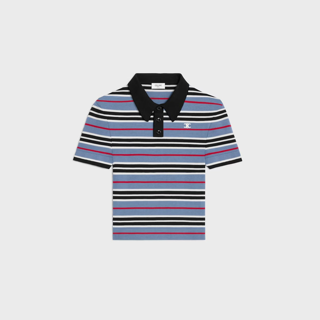 Celine RY0BY886Z.GAN5,Celine cropped polo in striped,Celine cropped polo shirt,Celine cropped striped polo shirt,Celine polo