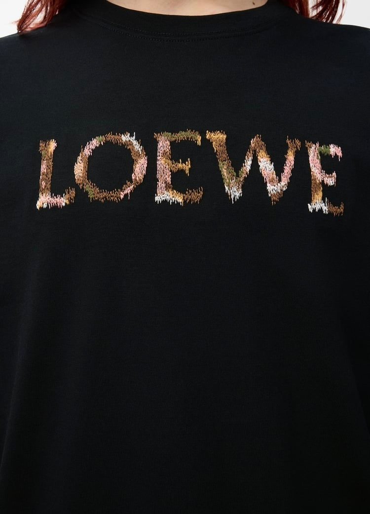 Loewe H526Y22XCM,Winniemodo,Winnie modo,Loewe relaxed fit T-shirt cotton,Loewe embroidery t-shirt,Loewe embroidery t-shirt bl