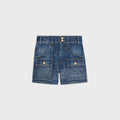 Celine RP06N930F.07DU,Celine kitty shorts wash denim,Celine denim shorts,Celine denim shorts womens,Celine shorts womens,Celi