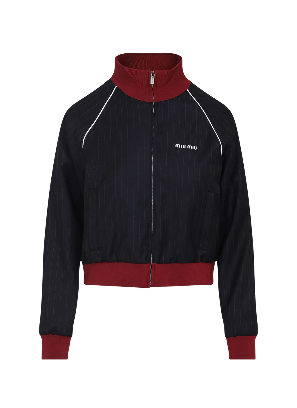 Winniemodo,Winnie modo,MIU MIU ML1324,Miu Miu pinstripe wool jacket,MIU MIU jacket navy,MIU MIU zip up jacket,MIU MIU zip up