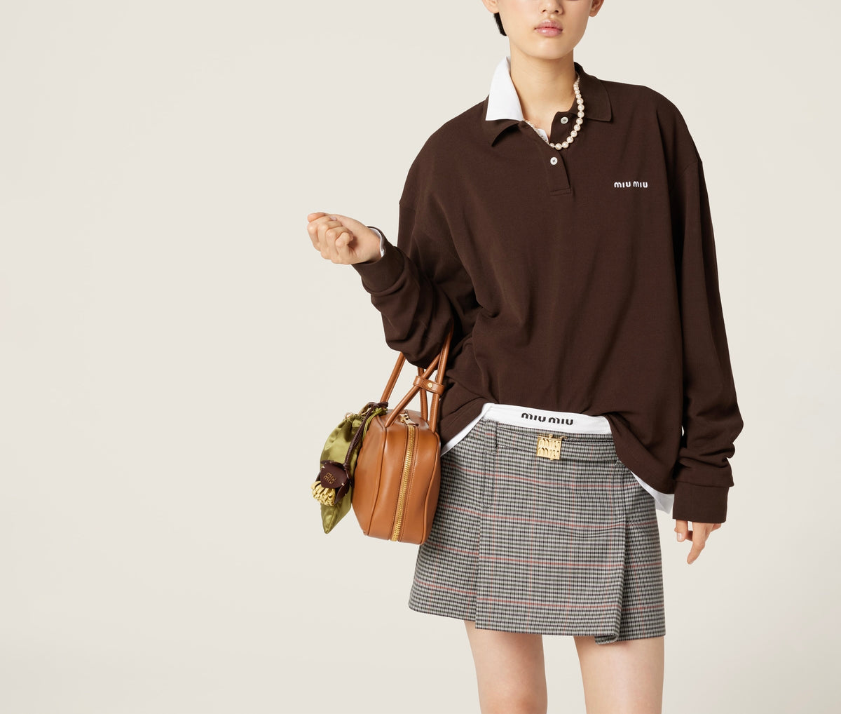 Winniemodo,Winnie modo,MIU MIU MJL069,Miu Miu Piqué and jersey polo shirt,MIU MIU long sleeve polo shirt,MIU MIU polo shirt b