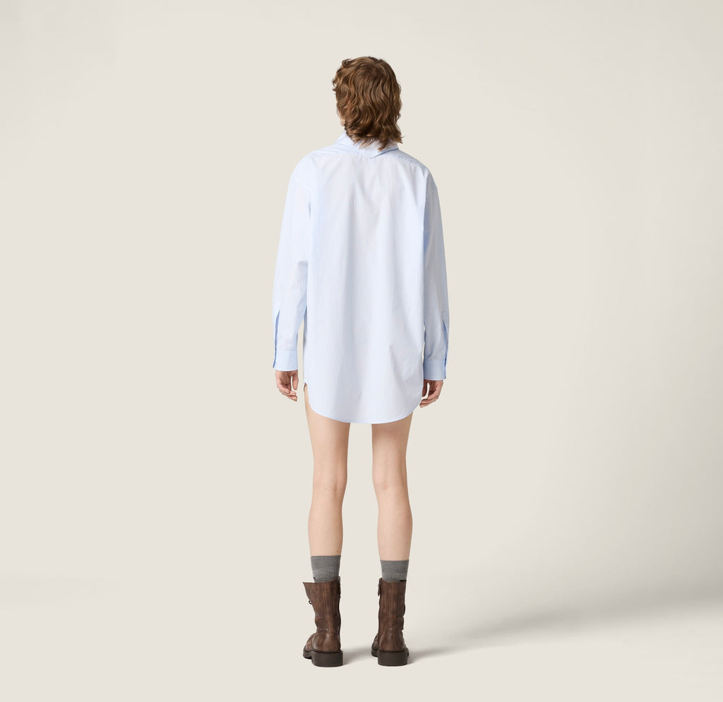 Winniemodo,Winnie modo,MIU MIU MK1918,Miu Miu poplin shirt,MIU MIU bow tie shirt,MIU MIU shirt blue,MIU MIU shirt on sale,MIU