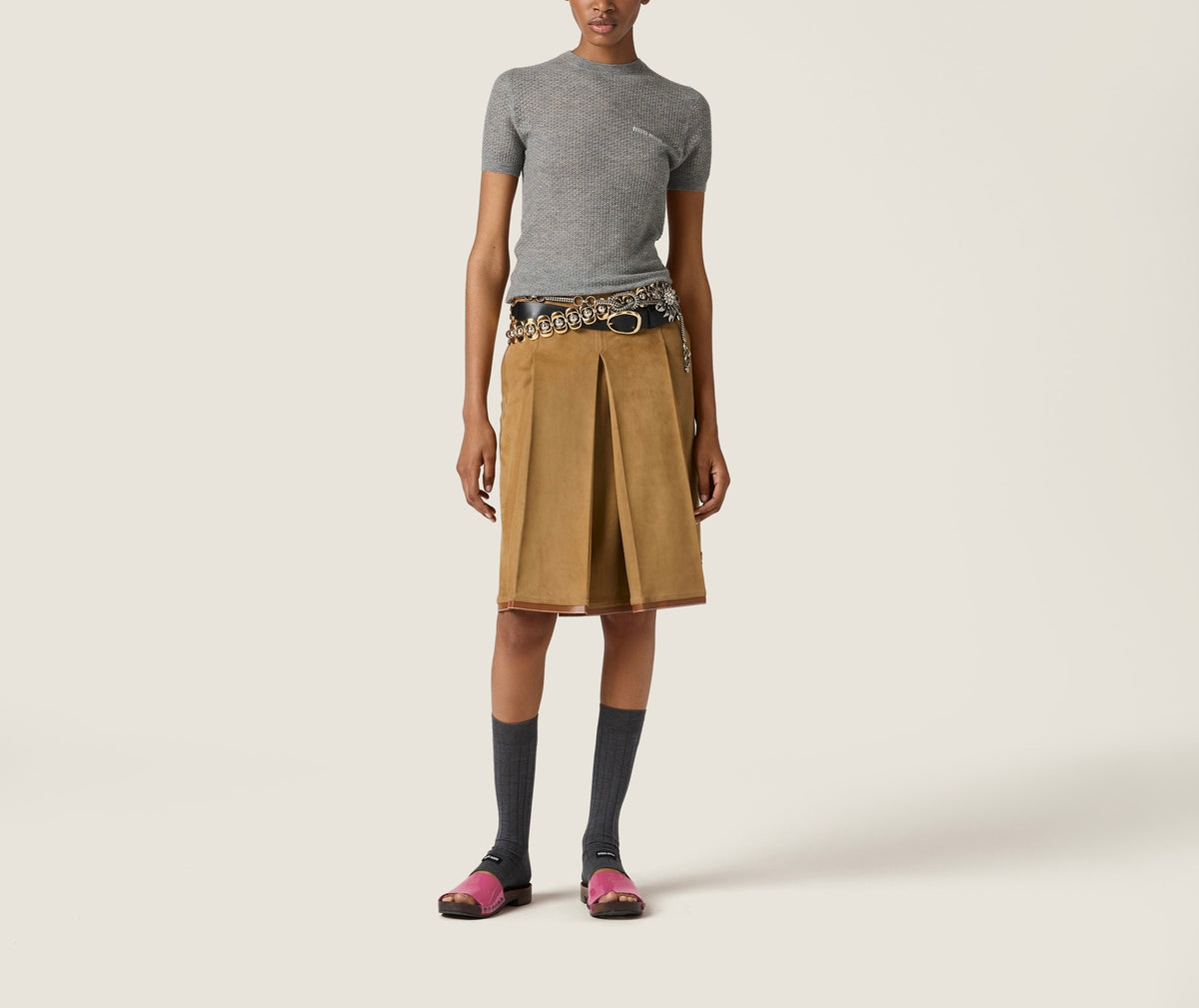 MIU MIU MMLB3017NNSOOO,Miu Miu cashmere sweater,Miu Miu cashmere sweater grey,MIU MIU grey sweater,MIU MIU grey sweater on sa