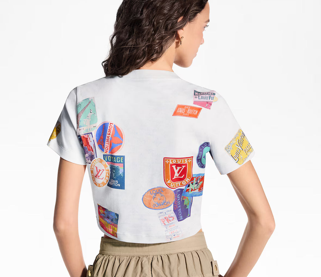 Louis Vuitton 1AHITJ,LV 1AHITJ, Louis Vuitton mahina patch print crop top, Louis Vuitton mahina tee, Louis Vuitton patch prin