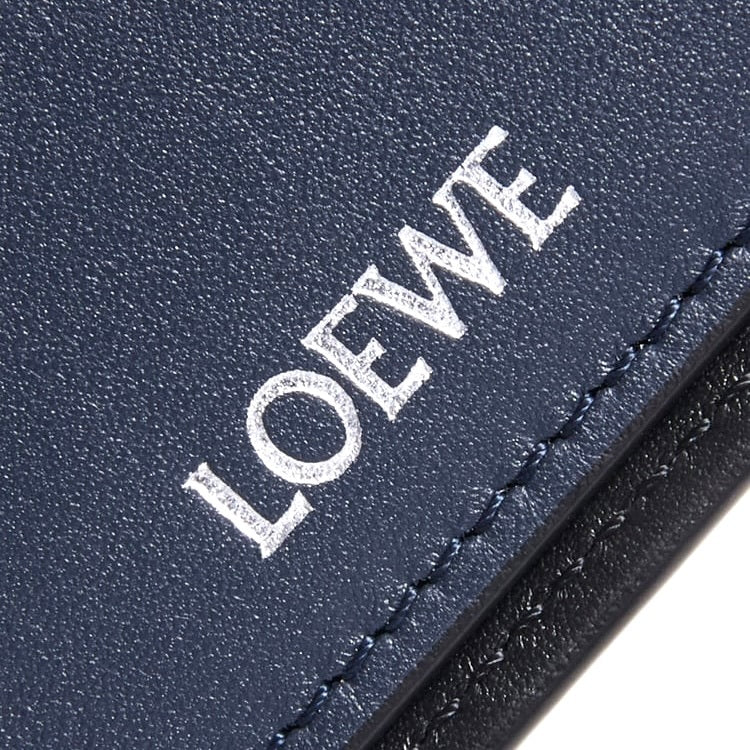 Loewe Slim bifold cardholder in shiny nappa calfskin,Loewe bifold card holder,Loewe men’s cardholder,Loewe navy cardholder in