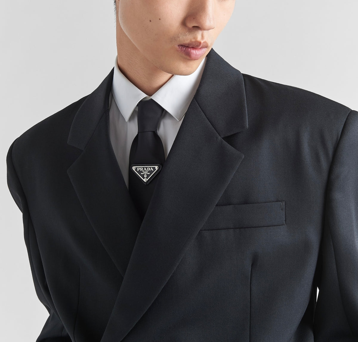 Winniemodo,Winnie modo,Prada re-nylon gabardine tie,Prada tie triangle logo,Prada tie blue,Prada tie black,Prada tie,Prada ti