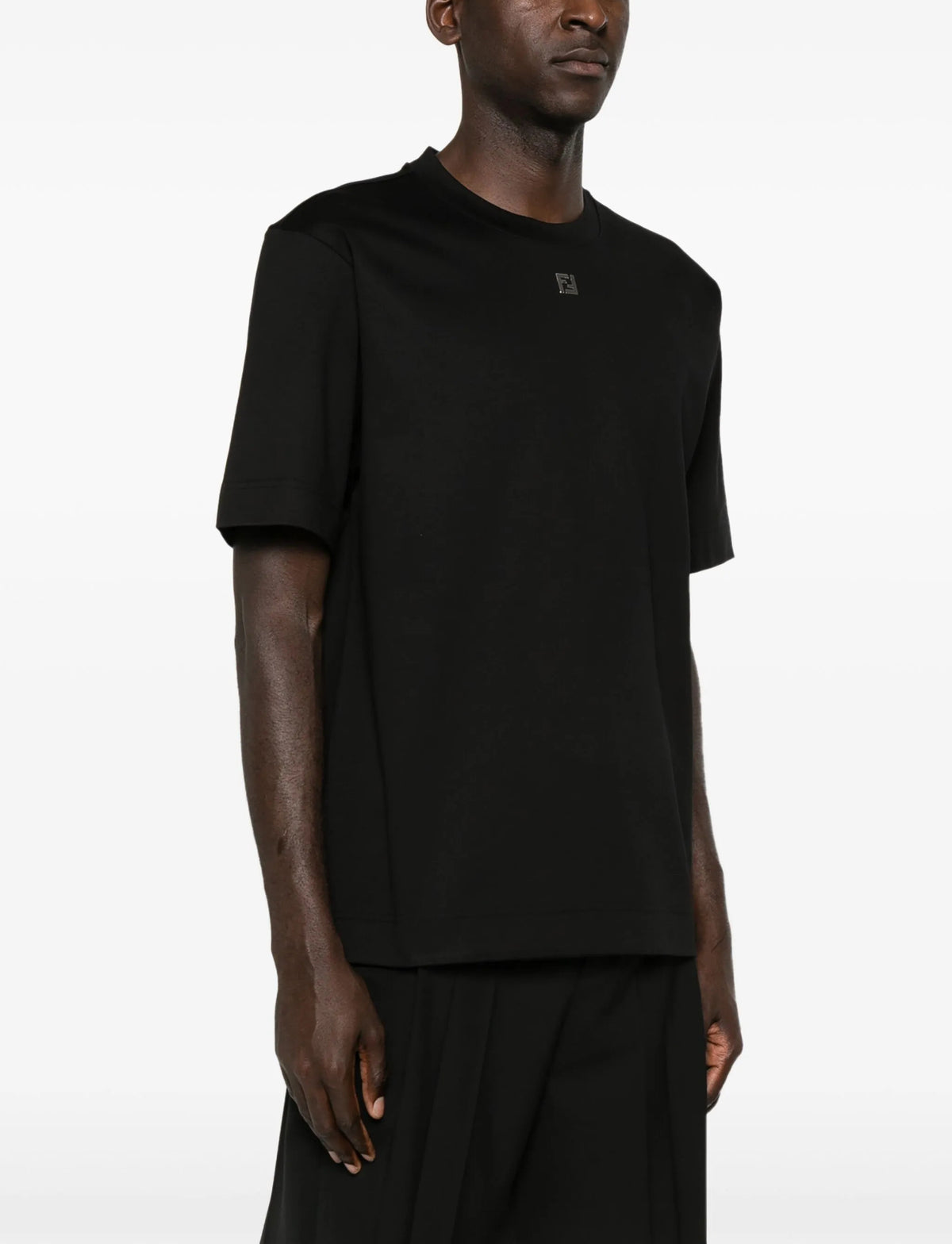 Fendi FY0936ARYY,Fendi FF logo T-shirt,Fendi FF black T-shirt,Fendi FF T-shirt mens,Fendi black T-shirt mens on sale,Fendi T-