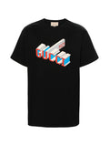 Gucci 771158 XJF69,Gucci 3D Gucci 1921 print T-shirt,Gucci 3D Gucci print T-shirt,Gucci black T-shirt,Gucci 3D print tee,Gucc