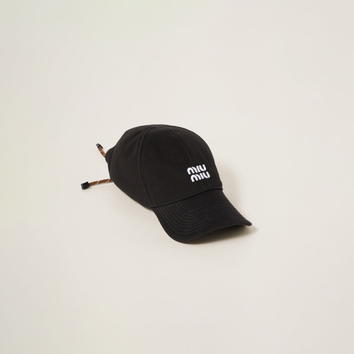 MIU MIU 5HC3692CR1,Miu Miu denim baseball cap,MIU MIU black cap,MIU MIU black cap rope ,MIU MIU cap outlet,MIU MIU cap rope,M