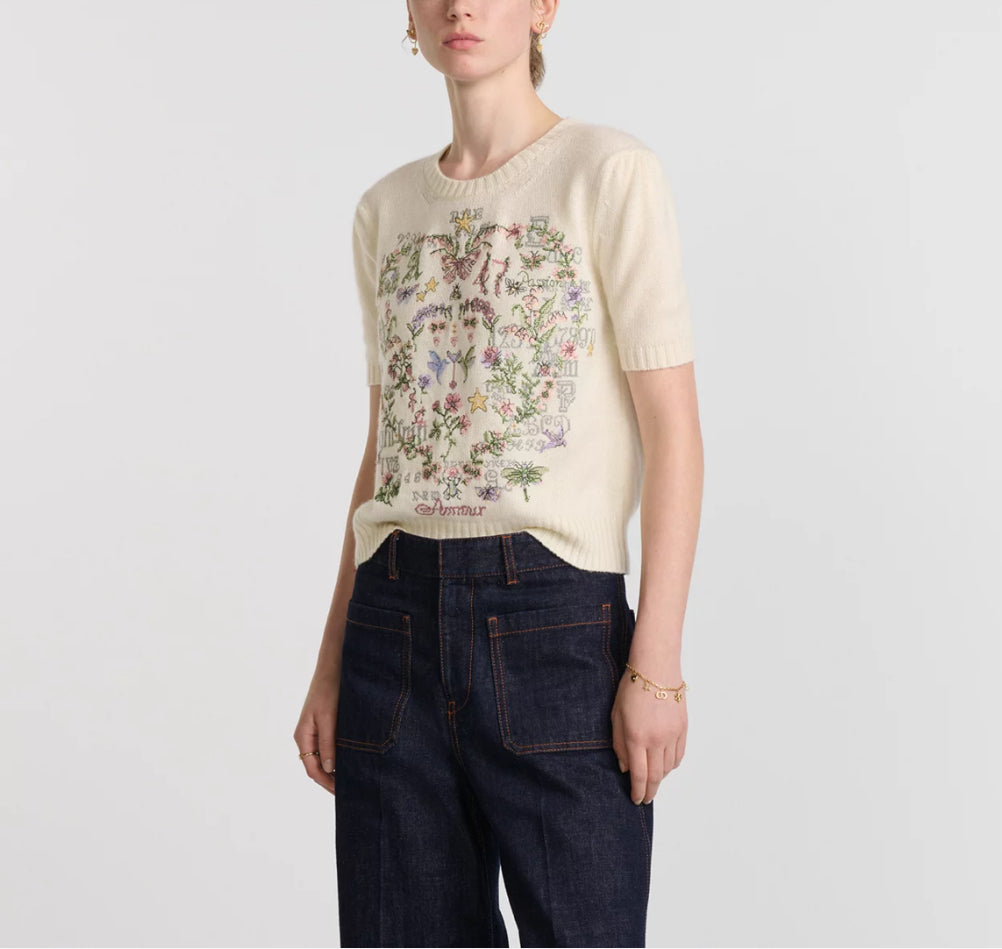 Dior shirt sleeved,Dior 514S07A0017C,Dior sweater white,Dior short sleeved sweater,Dior sweater on sale,Dior sweater outlet,D