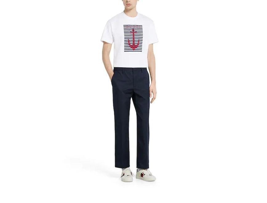 Gucci 796395 XJHDI,Gucci anchor printed T-shirt,Gucci white T-shirt anchor,Gucci anchor mens T-shirt,Gucci white T-shirt 2025