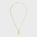 Celine triomphe lock necklace in brass with gold finish,Celine triomphe lock necklace,Celine triomphe lock necklace gold,Celi