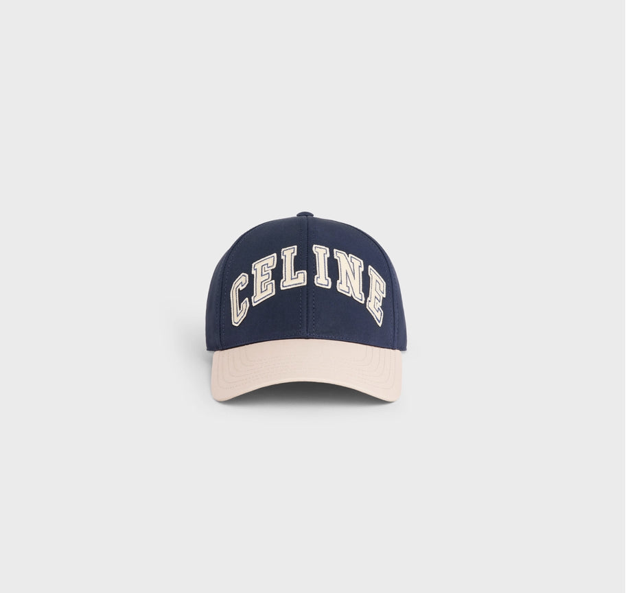 Celine college baseball cap in cotton,Celine 2AK04969P,Celine baseball cotton cap,Celine baseball cap navy,Celine baseball ca