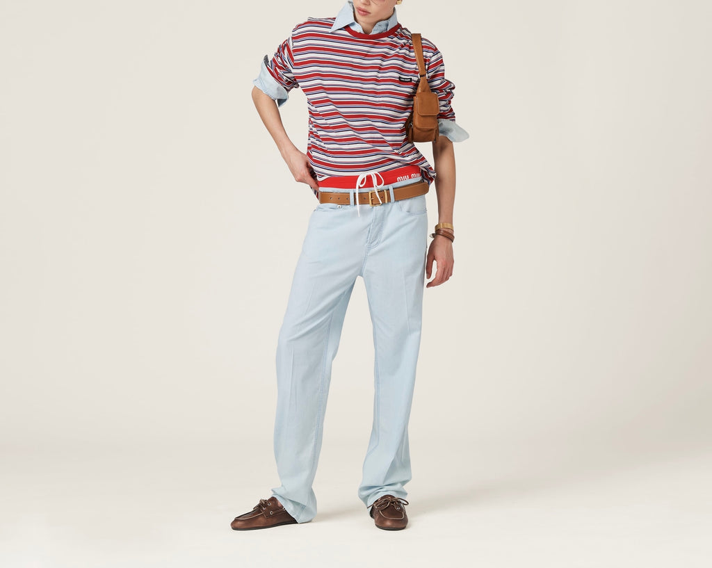 Miu Miu Long sleeved cotton jersey T-shirt, Miu Miu MJL01414RTSOOO, Miu Miu T-shirt on sale, Miu Miu T-shirt authenticity, Mi