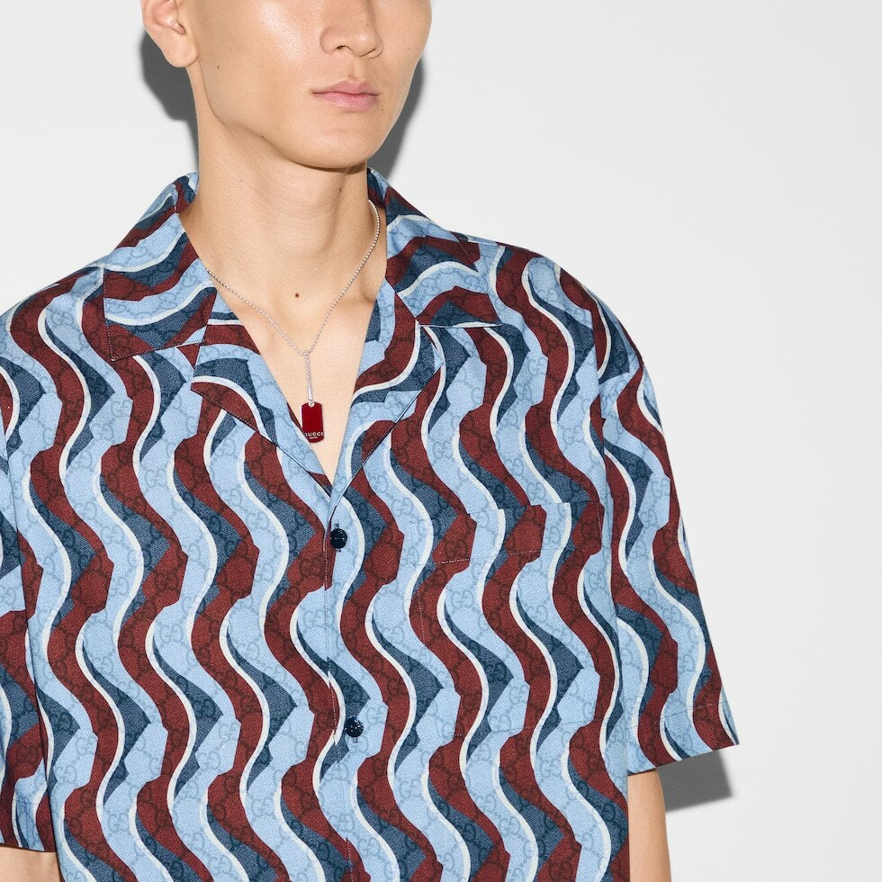 Gucci 794907Z7AJO,Gucci poplin shirt,Gucci graphic shirt,Gucci short sleeves shirt,Gucci graphic shirt mens,Gucci short sleev