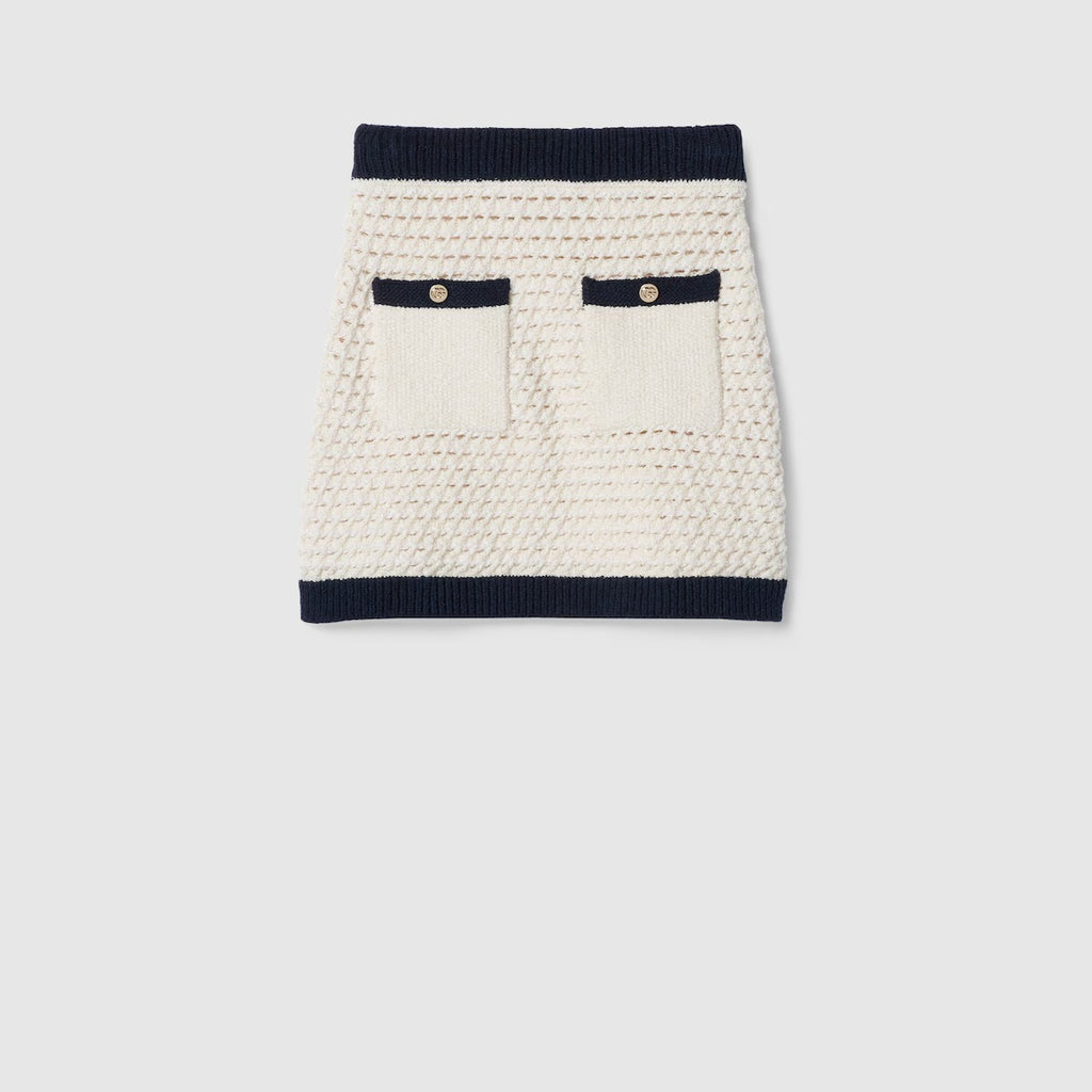 Gucci 836182 XKESV,Gucci cotton crochet skirt,Gucci white skirt,Gucci skirt,Gucci crochet white skirt,Gucci skirt on sale,Guc