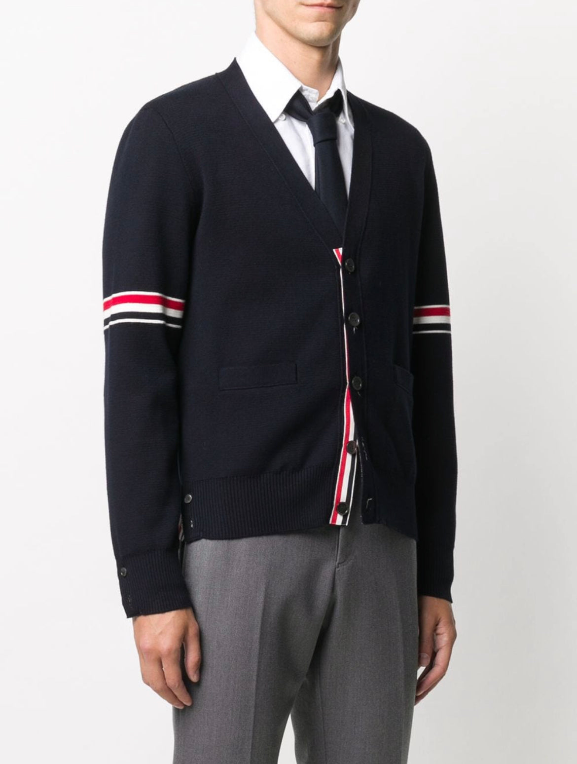 Thom Browne tricolor 4-bar cardigan